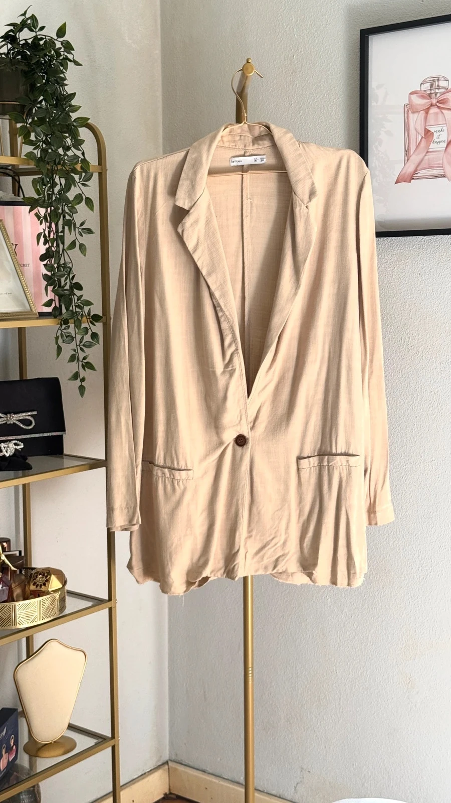 Lindo Blazer de Viscose Bege Estilo Linho • M • TNC37